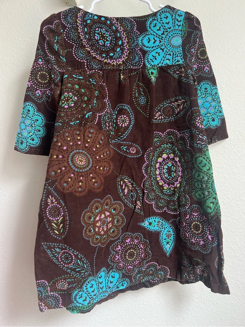 GAP Girls’ Brown Floral Tunic Dress with Teal & Green Accents
